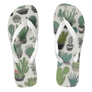 Green Cacti Muster Flip Flops