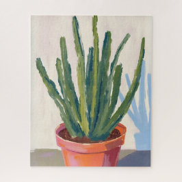 Green Cacti Plant Watercolor Painting Puzzle