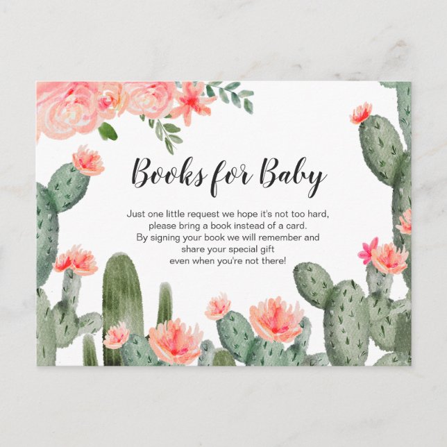 Green Cactus Baby Shower - Bringen Sie einen Buche Einladungspostkarte (Vorderseite)