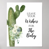 Green Cactus Baby Shower Wünsche für Babysignatur