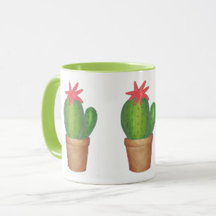Green Cactus Blume Bloom Cacti Garden Tasse