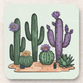 Green Cactus Blume Untersetzer Set