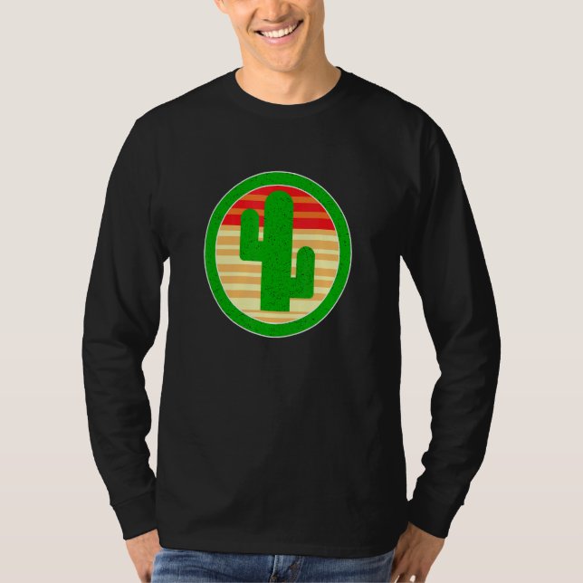 Green Cactus Pflanze Serape Western Sunset Ästheti T-Shirt (Vorderseite)