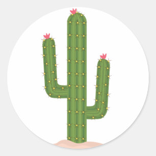 Green Cactus Pink Blume Stickers