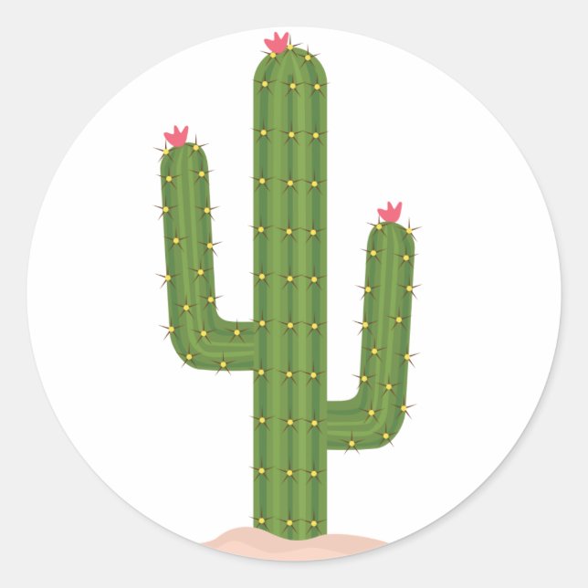 Green Cactus Pink Blume Stickers (Vorderseite)