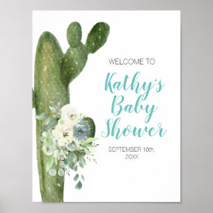 Green Cactus White Blume Taco 'bout Liebe Willkomm Poster