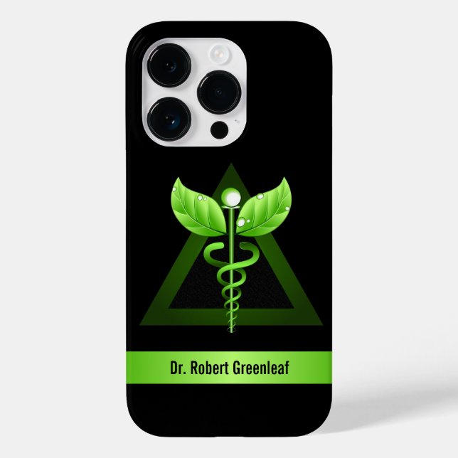 Green Caduceus Alternative Medicine Icon Case-Mate iPhone Hülle (Rückseite)