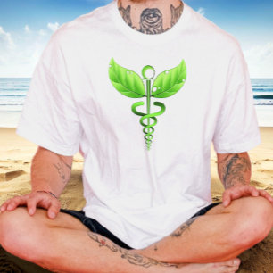 Green Caduceus Alternative Medicine Icon T-Shirt