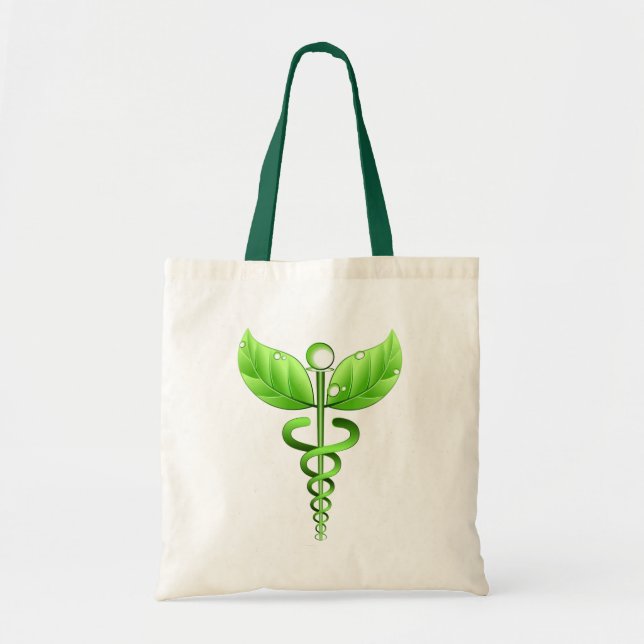 Green Caduceus Alternative Medicine Icon Tragetasche (Vorne)