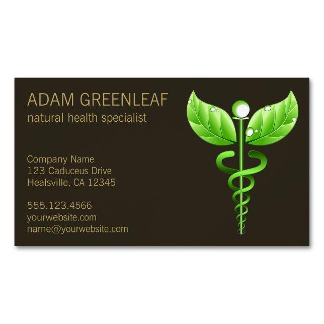 Green Caduceus Alternative Medicine Magnet (Vorderseite)
