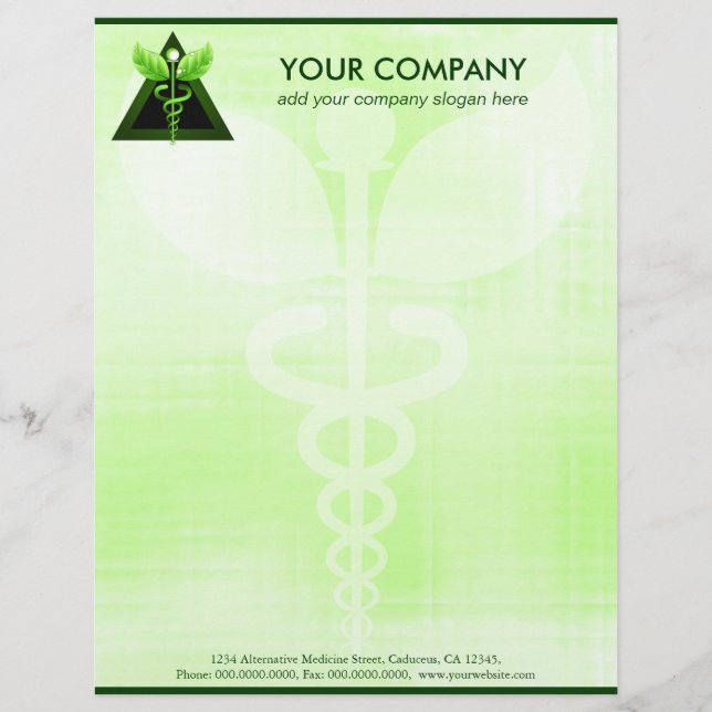 Green Caduceus Alternative Medicine Symbol Office Briefkopf (Vorderseite)