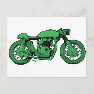 Green Café Racer Vintag Motorrad Postkarte