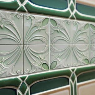 Green Calla Lily Backsplash Repro Art Nouveau Fliese