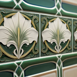 Green Calla Lily Backsplash Repro Art Nouveau Fliese