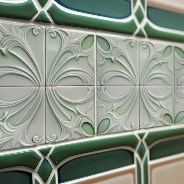 Green Calla Lily Backsplash Repro Art Nouveau Fliese (Von Creator hochgeladen)