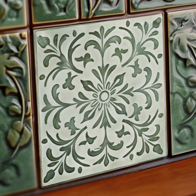 Green Calla Lily Backsplash Repro Art Nouveau Fliese (Von Creator hochgeladen)