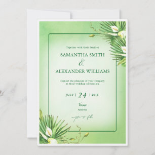 Green Calla Lily Budget Summer in einer Hochzeit Einladung