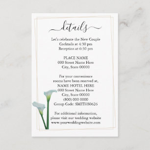 Green Calla Lily Wedding Details Card Begleitkarte