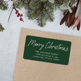 Green Calligraphy Frohe Weihnachts-Rücksendeadress Adressaufkleber