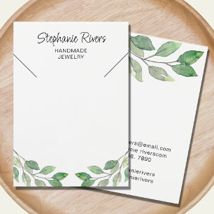 Green Calligraphy Necklace Jewelry Display Card