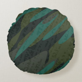 Green Camo Abstract Rundes Kissen