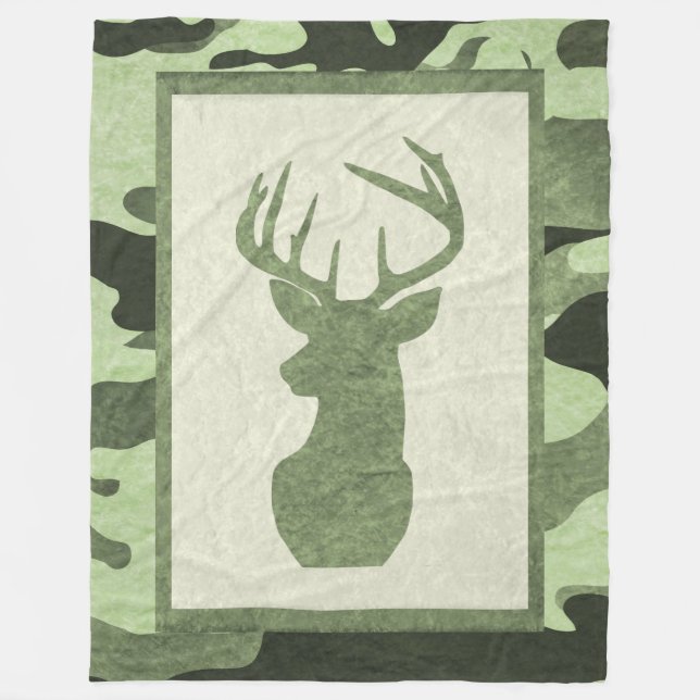 Green Camouflage Blanket mit Hirsch Fleecedecke (Vorderseite)