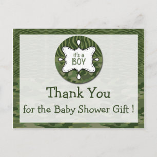 Green Camouflage Boy Baby Dusche Danke Postcards Postkarte