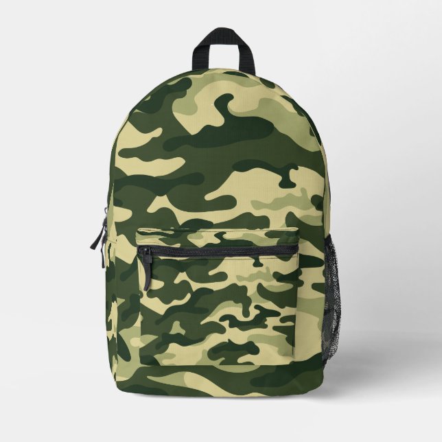 Green Camouflage camo Custom Name Bedruckter Rucksack (Vorderseite)