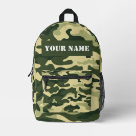 Green Camouflage camo Custom Name Printed Backpack Bedruckter Rucksack