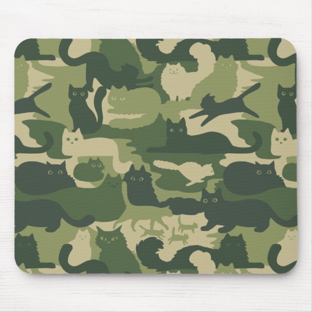Green Camouflage Cats Muster | Camouflage cooler K Mousepad (Vorne)