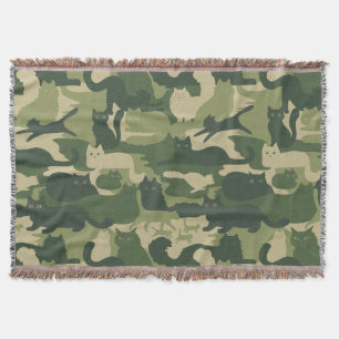 Green Camouflage Cats Muster Cool Kitty Cats Camou Decke