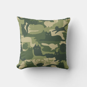 Green Camouflage Cats Muster Cool Kitty Cats Camou Kissen