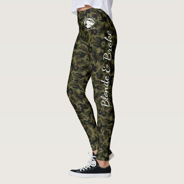 Green Camouflage-Leggings mit weißem B&BE-Logo Leggings (Links)