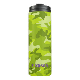 Green Camouflage Lila Name Sports Mod Thermal Tumb Thermosbecher