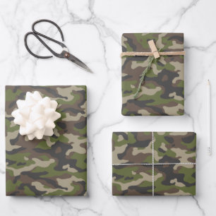 Green Camouflage Muster Geschenkpapier Set
