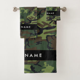 Green Camouflage Muster, Ihr Name, Personalisieren Badhandtuch Set