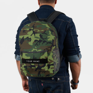 Green Camouflage Muster, Ihr Name, Personalisieren Bedruckter Rucksack