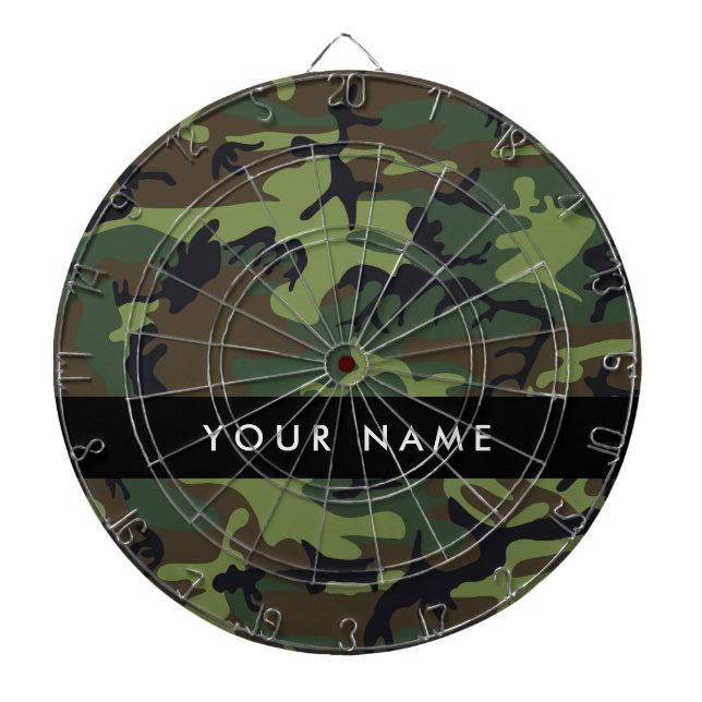 Green Camouflage Muster, Ihr Name, Personalisieren Dartscheibe (vorne)