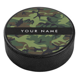 Green Camouflage Muster, Ihr Name, Personalisieren Eishockey Puck