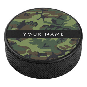 Green Camouflage Muster, Ihr Name, Personalisieren Eishockey Puck