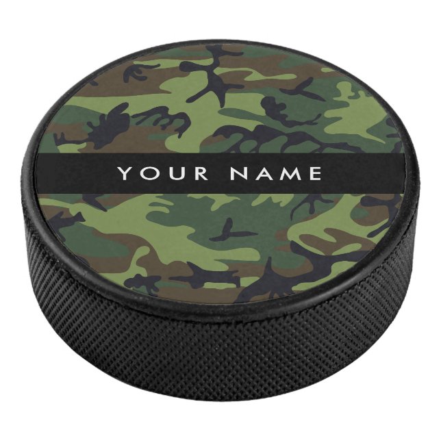 Green Camouflage Muster, Ihr Name, Personalisieren Eishockey Puck (3/4)