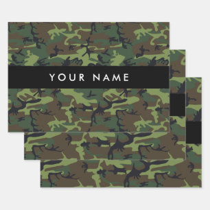Green Camouflage Muster, Ihr Name, Personalisieren Geschenkpapier Set