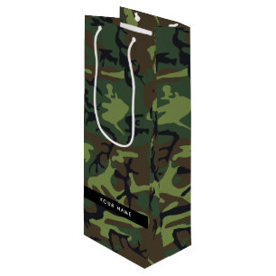 Green Camouflage Muster, Ihr Name, Personalisieren Geschenktüte Für Weinflaschen