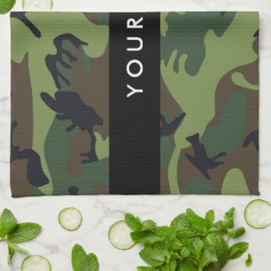 Green Camouflage Muster, Ihr Name, Personalisieren Geschirrtuch