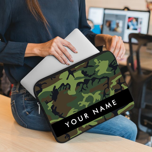 Green Camouflage Muster, Ihr Name, Personalisieren Laptopschutzhülle (Von Creator hochgeladen)