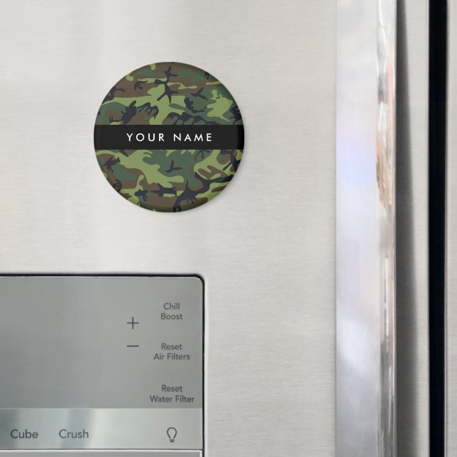 Green Camouflage Muster, Ihr Name, Personalisieren Magnet (In Situ (Kühlschrank))