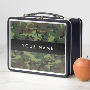 Green Camouflage Muster, Ihr Name, Personalisieren Metall Brotdose