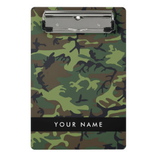 Green Camouflage Muster, Ihr Name, Personalisieren Mini Klemmbrett