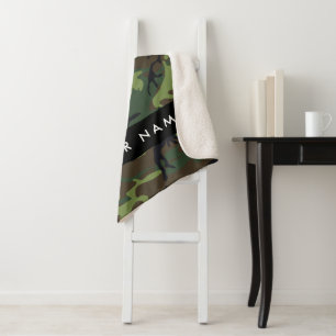 Green Camouflage Muster, Ihr Name, Personalisieren Sherpadecke