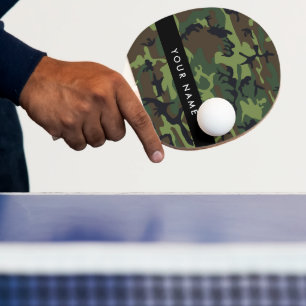 Green Camouflage Muster, Ihr Name, Personalisieren Tischtennis Schläger